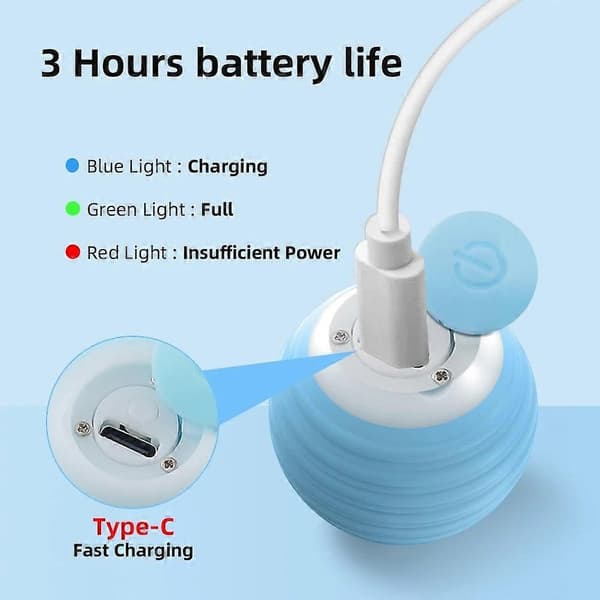 Rullende Bold Legetøj Interaktiv Smart Elektrisk LED Lys Blue