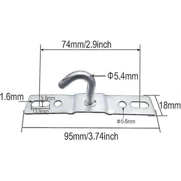 6 stk. Takkrok 95mm Taklampe Baseplate Takkronelampe Krok Skruefeste Heavy Duty Galvanisert Jern For Europeisk Lampe Takvifter Strøm