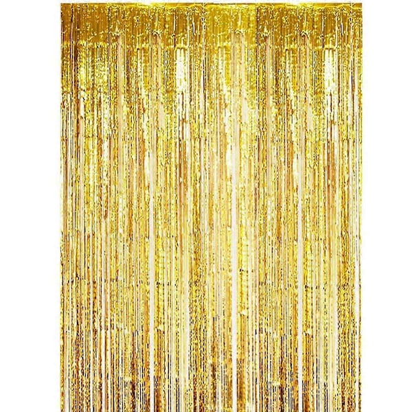Glitter Drapering Metallisk Guld 1-pak [1x2.5m] til Fest Fødselsdag Guld