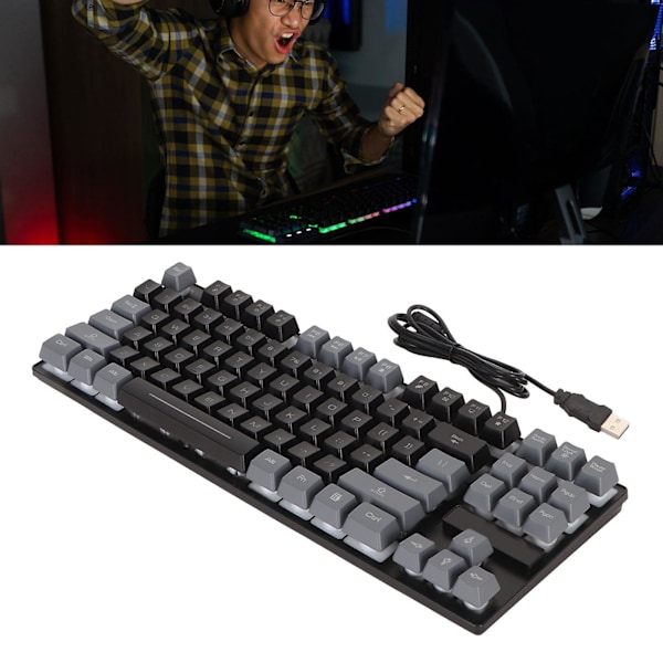 SBSGV Mekanisk Gaming Tastatur Multifunksjon 87 Taster Fargerik Bakgrunnsbelysning USB Kablet Tastatur for Spill Kontor