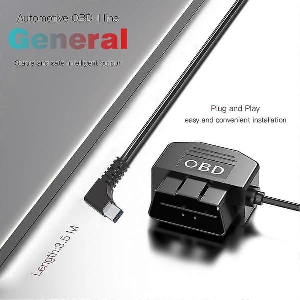 Dash Cam OBD Hardwire Kit, Dash Camera USB Typ C Hardwire Kit med OBD-strömkabel för Dashcam 12-2