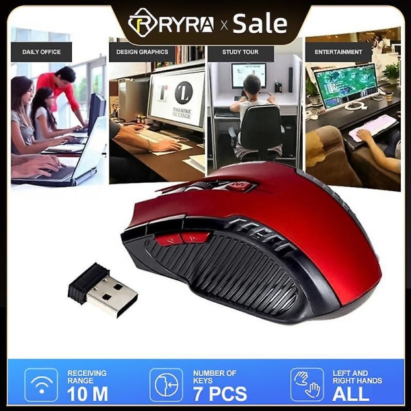 Ryra Game Mouse trådlös mus 1600dpi 2,4ghz trådlös datormus Gamermöss Ergonomisk