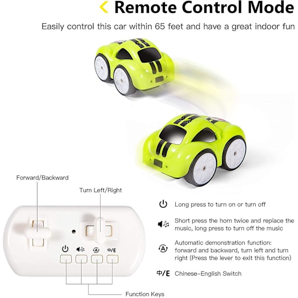 RC Tegneseriebilbane Søte Mini Interaktive Biler 2.4ghz Fjernkontroll Bil Leker Med Musikk Og Lyd, 4 Moduser For Småbarn Gutter Jenter (grønn)