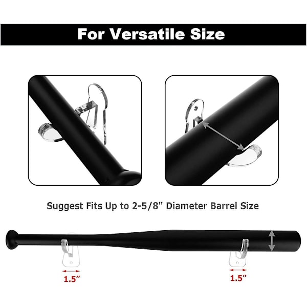 1 Par Akryl Baseball Væghængt Holder Baseball Bat Display Softball Bats Stativ Samling Brac