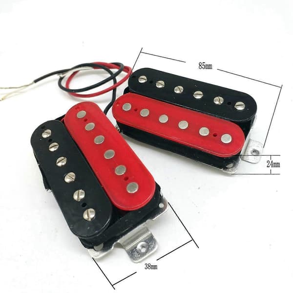 Elektrisk Gitarr Pickup Dubbel Spole Humbucker Pickup Bro & Hals Pickup Set Gitarrdelar Svart+Röd