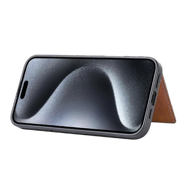 För iPhone 16 Pro Skal Kortfodral PU Läder+TPU Stödfodral - Grön