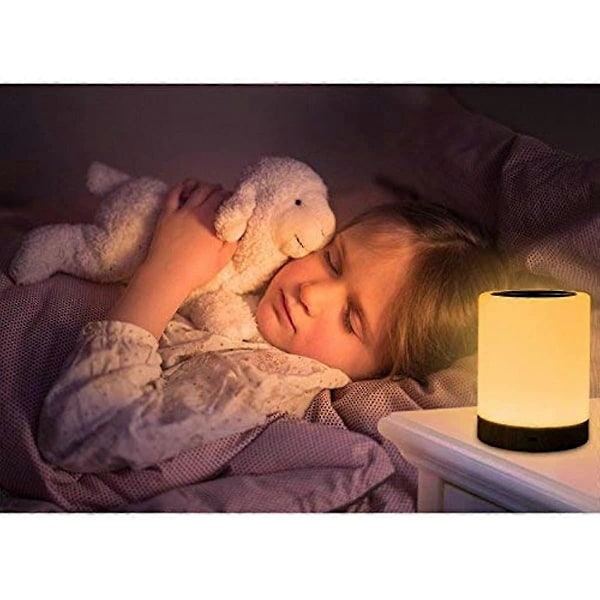 Caxmtu LED Natlampe Touch Lampe Sengelampe til Børneværelse Genopladelig Dæmpbar Varmt Hvidt Lys + RGB Farveskift
