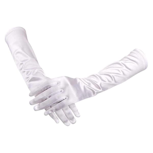 Dame Satin Lange Handsker Opera Bryllup Brude Aften Festkjole Handsker