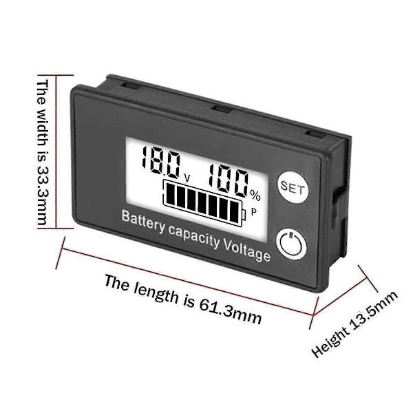LCD Vätskekristall 8-100V Voltmeter Batteri Bil Strömdetektering Digital Litiumbatteri Kapacitetsdisplaymodul,B