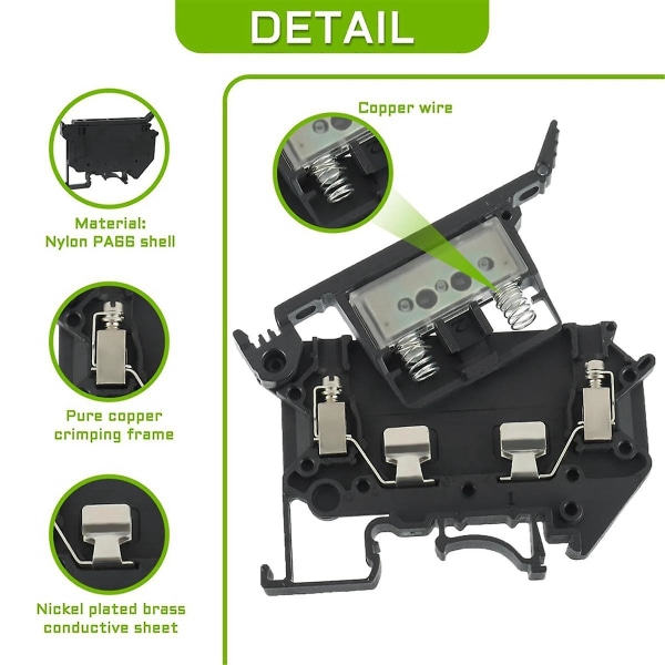 Uk5- Uk5rd Led Din -kiskon sulakeliittimen pohjan irrotusliitinlohkon ruuvipidike (pakkaus 6 kpl,