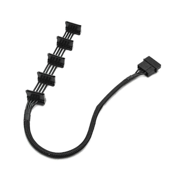 4-pin Ide 1 til 5 Sata Sata Strømkabel Adapter Splitter Kabler 18awg Sort Sleeved 40cm Til Pc Serve