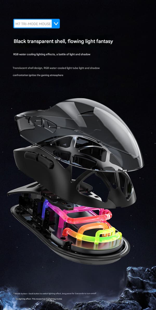 M7 lett tre-modus Bluetooth trådløs ladende gamingmus Pink