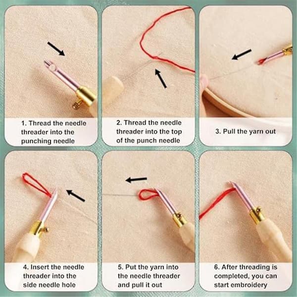 Punch Needle Kit, Justerbart Punch Needle Sæt i Træ, Punch Needle Voksne Begynder