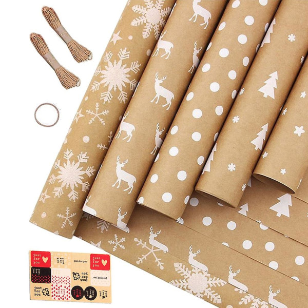 Käärepaperiarkit, joulusynttäreitä varten set , 5 lahjapaperia, lahjapakkauspaperi