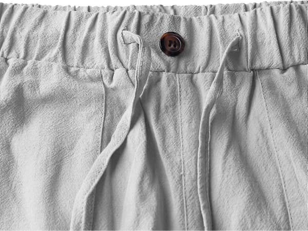 Herr Sommar Ledig Casual Linne Långbyxor Med Fickor Elastisk Midja M-3xl