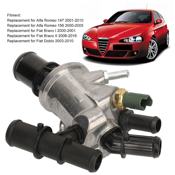2-benet kølervæsketermostat, præcis temperaturkontrol, stabil 60816681, erstatning for Alfa Romeo 147 156