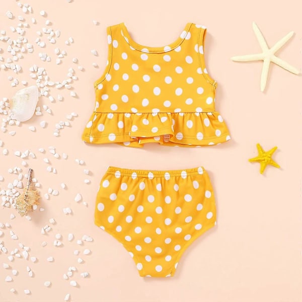KATEA Toddler Baby Flicka Sommar Badkläder Ärmlös Randig Badkläder Tvådelad Dräkt Strand Bikini
