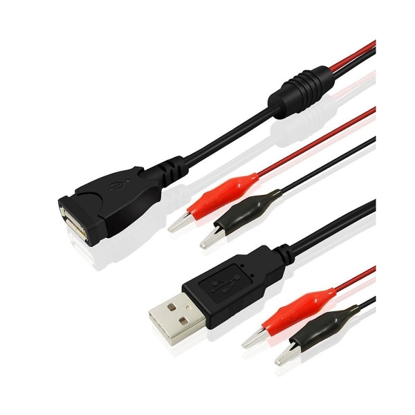 2 kpl USB-alligaattoriklipsit johdot uros/naaras USB-testeriin, mittariin, ampeerimittariin, kapasiteettimittariin