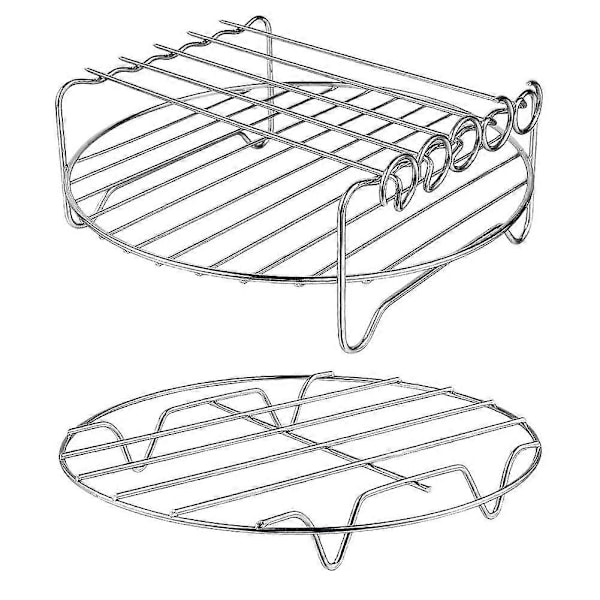 2 st Luftfritös Tillbehör Luftfritösställ Set Multifunktionellt Dubbellagerställ Med Spett För Xl P