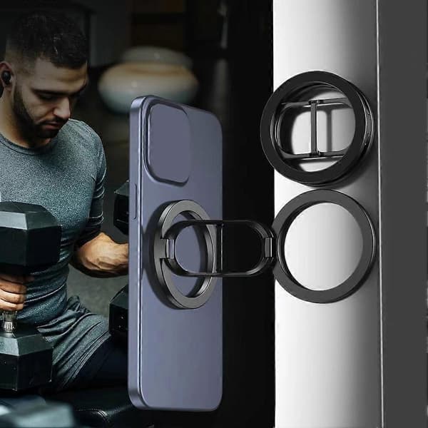 Foldbar dobbeltsidet magnetisk telefonringholder til Magsafe Gym
