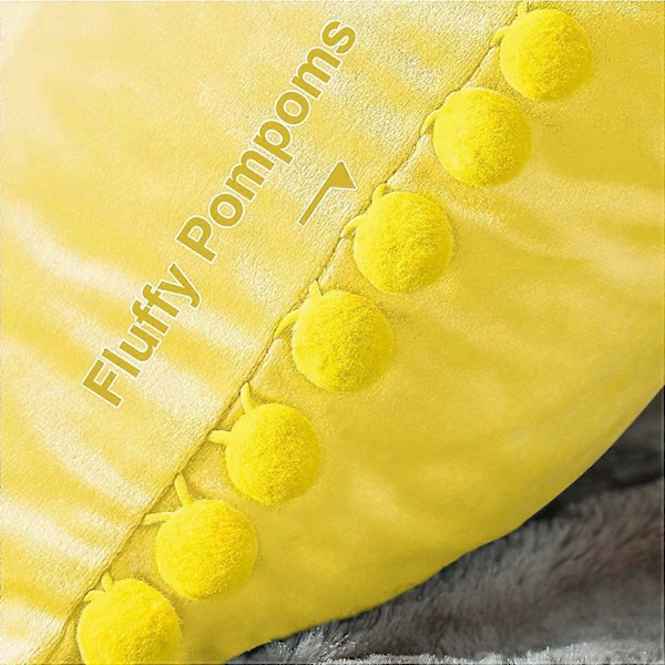 Wekity Pakke med 2 Dekorative Puter, Myke Partikkel Fløyel Solid Putetrekk med Pompoms for Sofa Soverom Bil (12 x 20 Tommer, Lys Y
