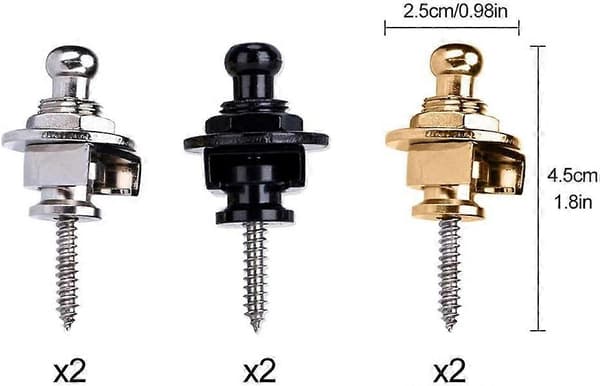 Gitarrbandslås Set 6-pack Bandlås Set Knappar Säkerhet Snabbkoppling Banddelar