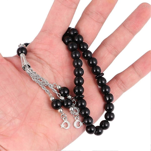 Radband med 33 muslimska bönpärlor Glas För Män Kvinnor Familjer Vänner Gåva Svart Kedja Halsband Armband Islamisk