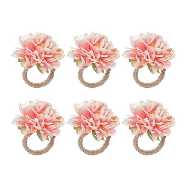 Pärlservettringar, Rustika Ros Servettringar Blomma Middagsservetthållare för Bordsdekoration Rosa