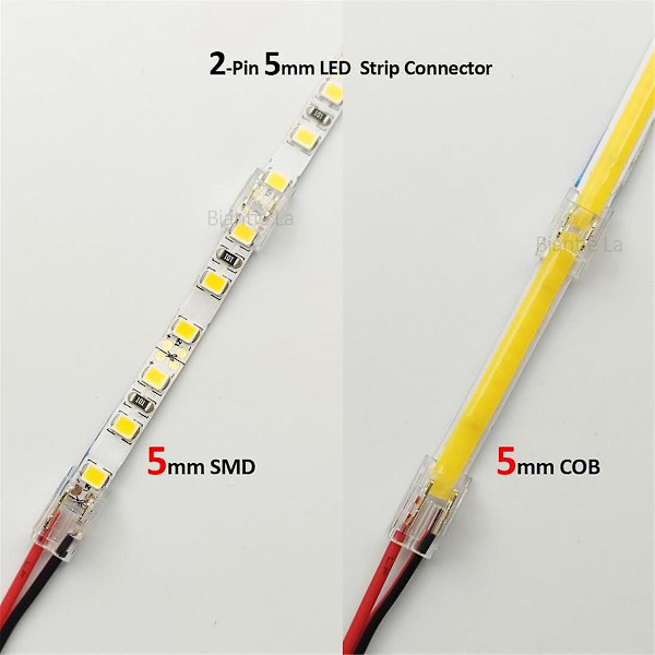 25 st 2-stifts 5 mm COB LED-remsanskopplingssats för remsa-till-tråd och remsa-till-remsa-kopplingar på 5V-24V D