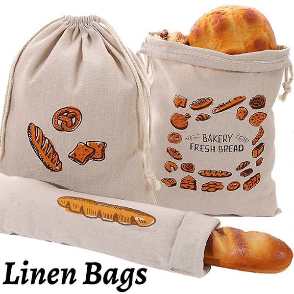 Leipäpussi Uusiokäyttöinen Puuvillainen Vetoketjullinen Säilytyspussi Kotitekoinen Leivän Säilytykseen Tuoreena Ympäristöystävällinen Keittiön Säilytys