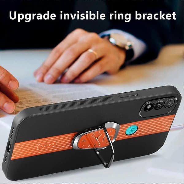 KADEM Foldbart etui med støttefod i læder+TPU+akryl til Motorola Moto E20/E30/E40
