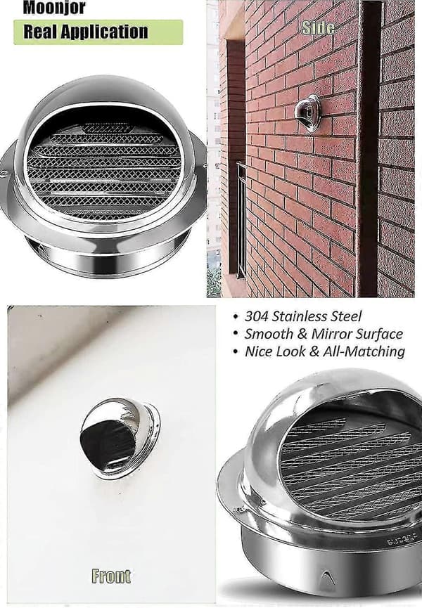 100mm Rund Luftventilhette, 304 Rustfritt Stål Rund Hette Med/nett