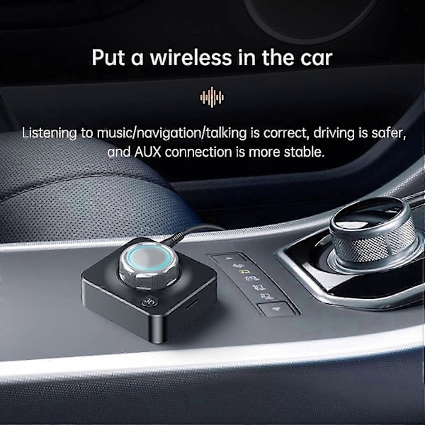 Bluetooth 5.0 Receiver, Trådløs Bluetooth-lydadapter til bil med aptX-LL Lav Latens 3D Surround, 3,5 mm og RCA