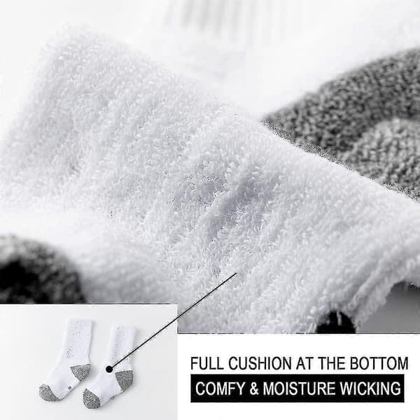 Pojksockor Barn Vadderade Crew Strumpor Flickor Tjock Bomull Atletiska Löparstrumpor Svart/vit 6-pack - Snngv