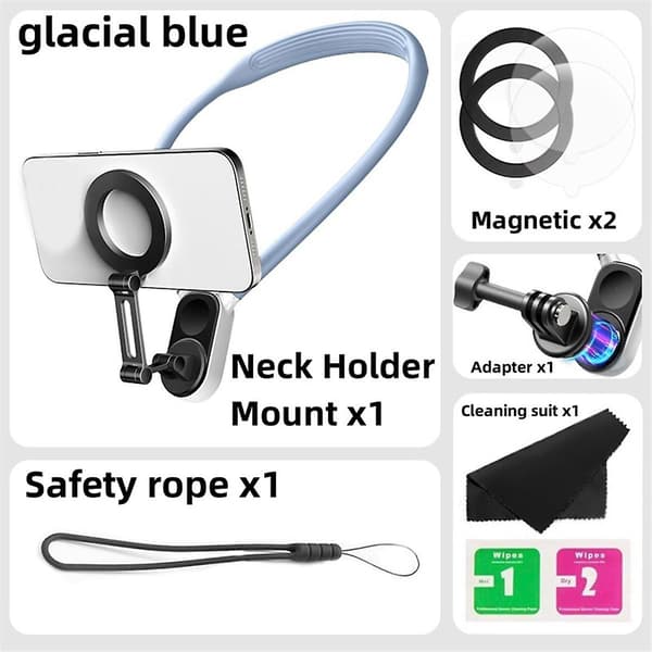 Magnetisk Nakkeholder Mount Halskæde Beslag til / // Pro Smartphone Tilbehør Blå