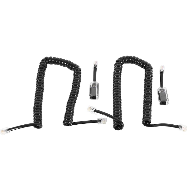 Telephone Cord Detangler, 2 Pack Black Coiled Telephone Handset Cord / 1.1 Ft Coiled 2 Pack Black E