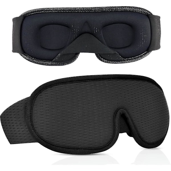 Sovmask Ögonmask Mörkläggningsmask Nattmask Ögon För Sömn Memory Foam 3D Konturpassform, Svart