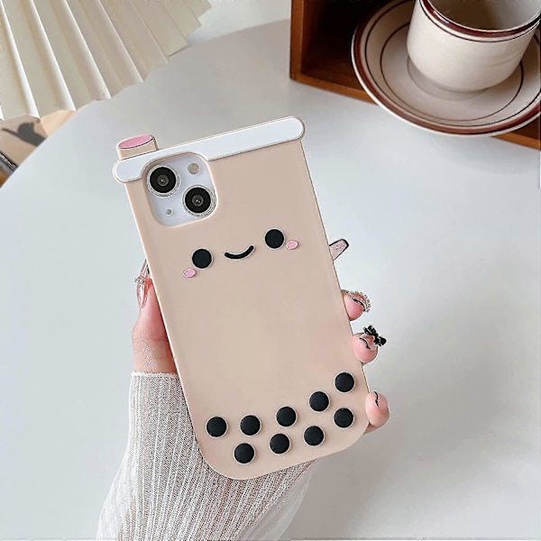 Sött Tecknat 3D Bubble Tea Silikon Mjukt iPhone Skal (vit, iPhone 12 Pro Max)