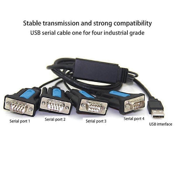 USB - Rs232 -sovitin 1 - 4 Antishield Nikkelöity Tinattu Plug and Play Linuxille
