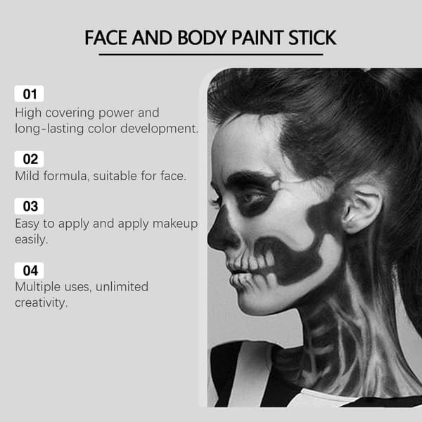 1 stk Eelhope Halloween Ansigtsmaling Stick Sæt - Dækker Ansigtsmaling Foundation Makeup Klovn Farverig Stick 1Pcs