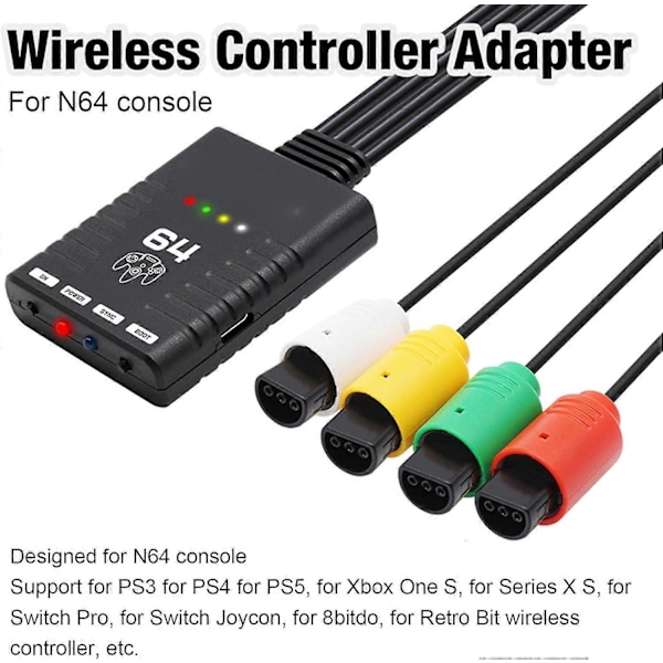 Trådløs spillkonsollkonverteradapter, BT-håndtakskonverter for N64-konsoll med multi-enhetstilkobling, Plug and Play