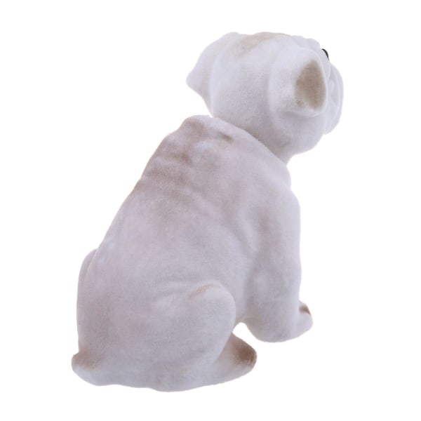 Hvit lysegrå ristehode nikkende bulldog hunddekorasjon for bil
