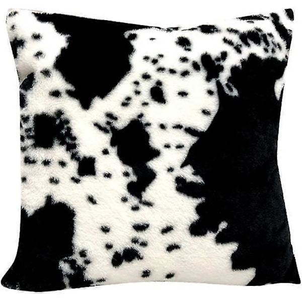 Koristeelliset koristetyynynpäälliset 45x45 cm, 2 kpl, pehmeät ja mukavat fleece-koristetyynynpäälliset sohvalle, sängylle, maatilalle, eläimen nahka, mustavalkoinen painatus