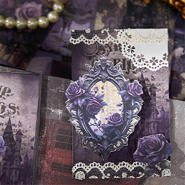 180 ark Antikt Halloween Scrapbook-papper, Journaltillbehör för Dark Academia Gotiska DIY-hantverk