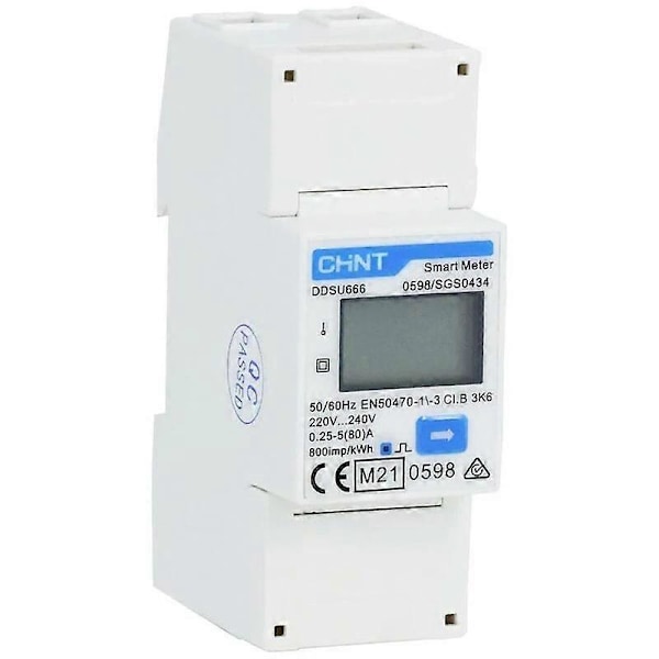 Chint G DDSU666 220/230V 5(80)A RS485 2P MID Digital enfase energimåler MID-samsvar: ja 1 stk