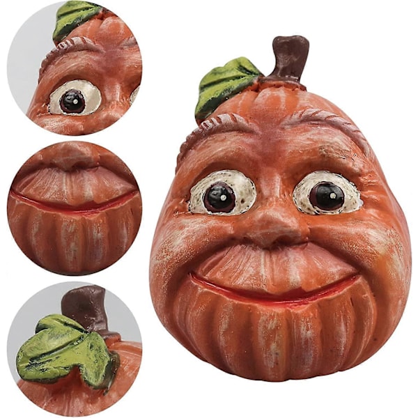 6,6 tum Halloween Freak Pumpa Dekoration, Grotesk Uttryck Pumpa Huvud Halloween Dekoration