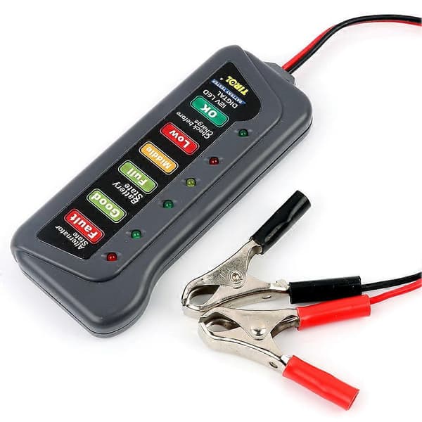 Digital batteri- og 12 V alternatortester - Multifunktionstester til biler og motorcykler