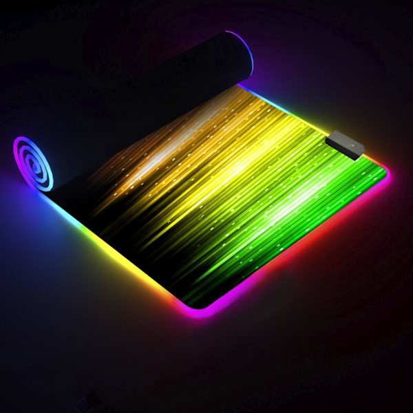 Färgglad RGB-ljus-effekt gummimatta för datorspel med LED-musmatta för kontor