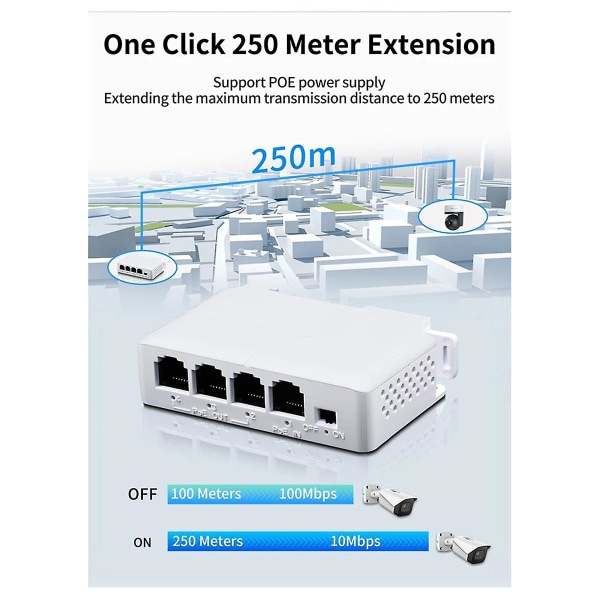 1pcs 4 Ports 1 To 3 Port Poe Extender Passive Cascadable Ieee802.3af 100mbs For Ip Transmission Rep