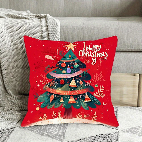 Hyggelig Dobbeltsidet Juletræ Pudebetræk, 45.72x45.72 cm - Blødt Plysstof, Perfekt til Sofa & Soveværelsesindretning